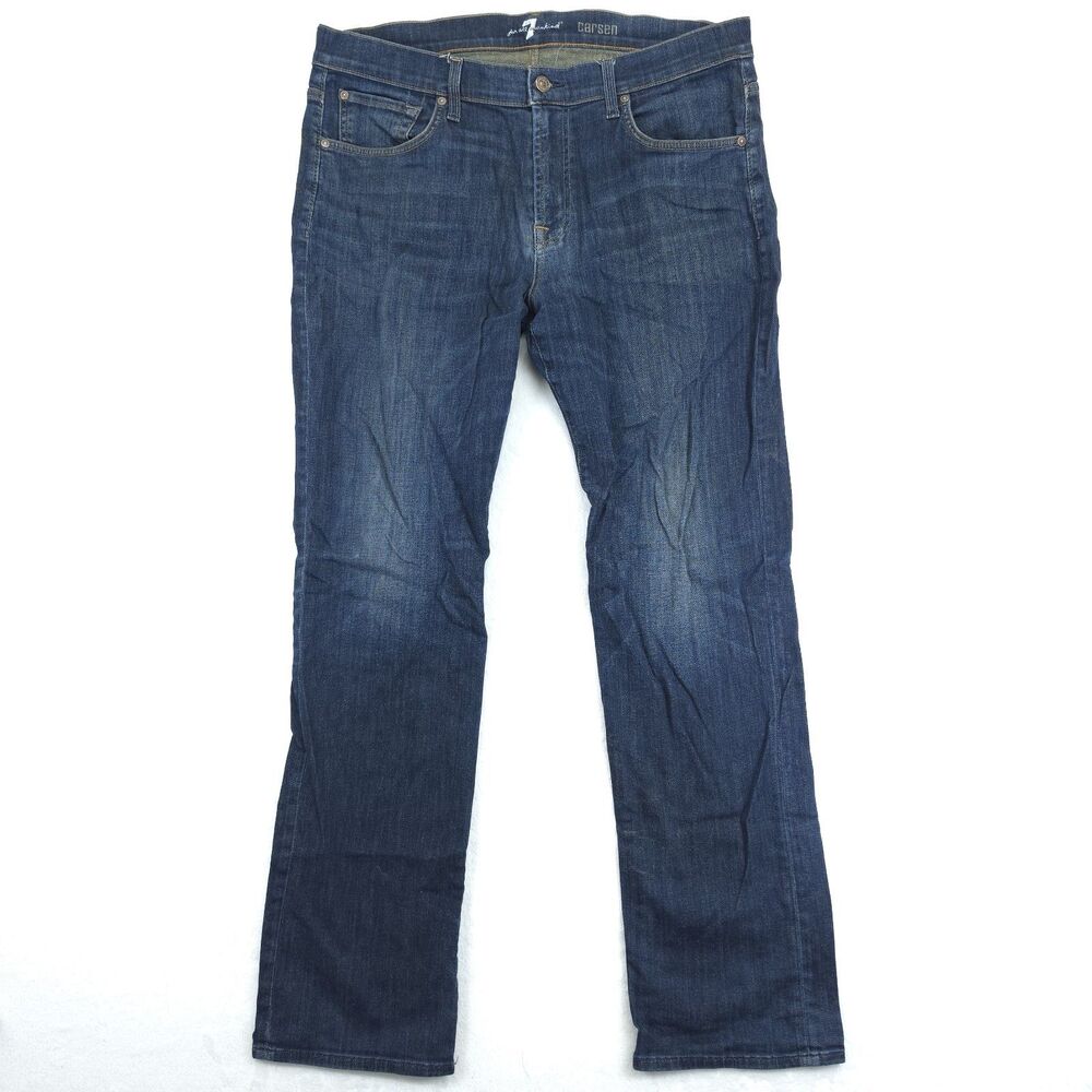 7 For All Mankind Carsen Men's 36x31 Straight Leg Jeans Dark Wash Blue